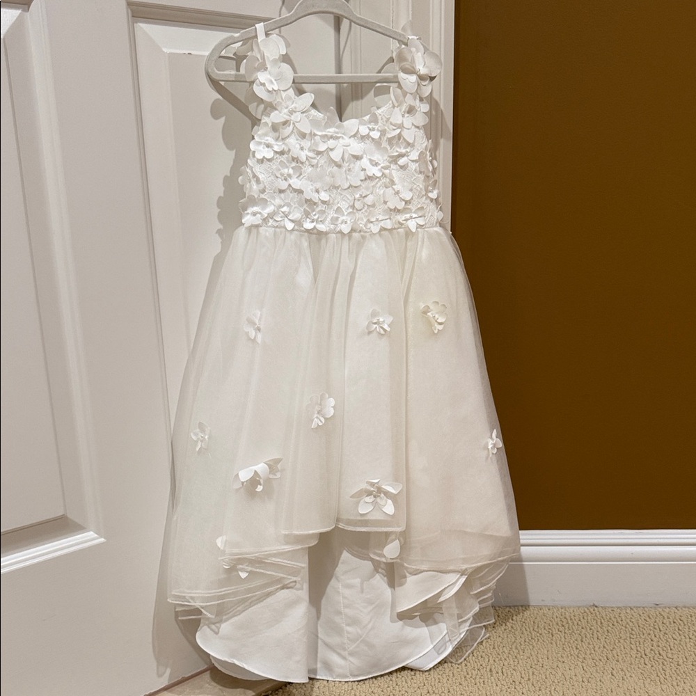 Elegant White Toddler Flower Girl Floral Dress